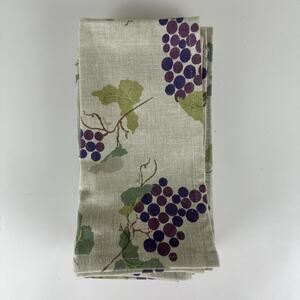 Lot Of 6 New Xochi Cloth Napkins Natural Grape Print